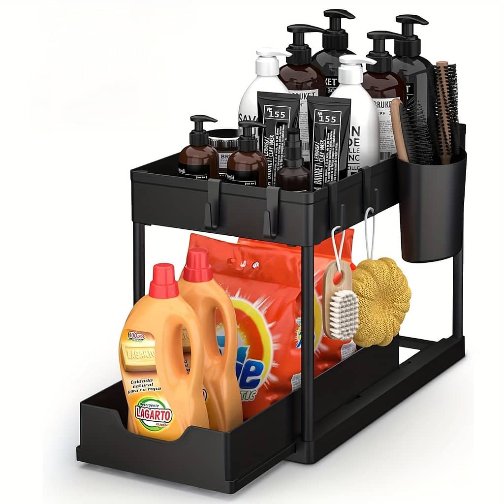 Versatile Double-layer Pull-out Storage Rack For Kitchen & Bathroom – Toiletries, Cosmetics & More – Plastic, Multi-use Organizer Bathroom Storage & Organization Shop Online at Dubai Trades 2