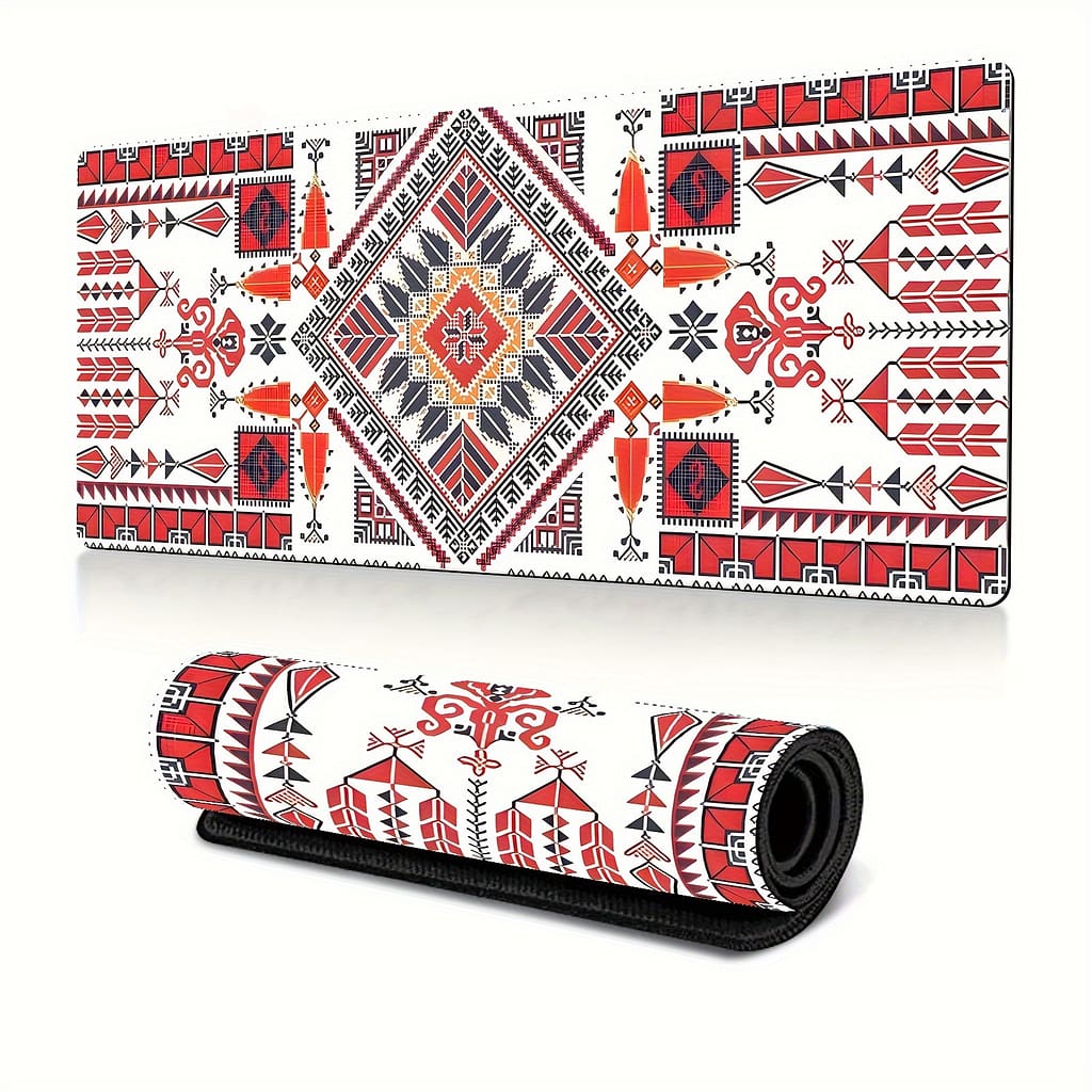 Vibrant Geometric Pattern Anti-slip Rubber Mouse Pad – Ideal For Gaming & Office Use, Compatible With Desktop/laptop, Red/white/, Mouse Pads For Desk Computer Accessories & Peripherals Shop Online at Dubai Trades 2