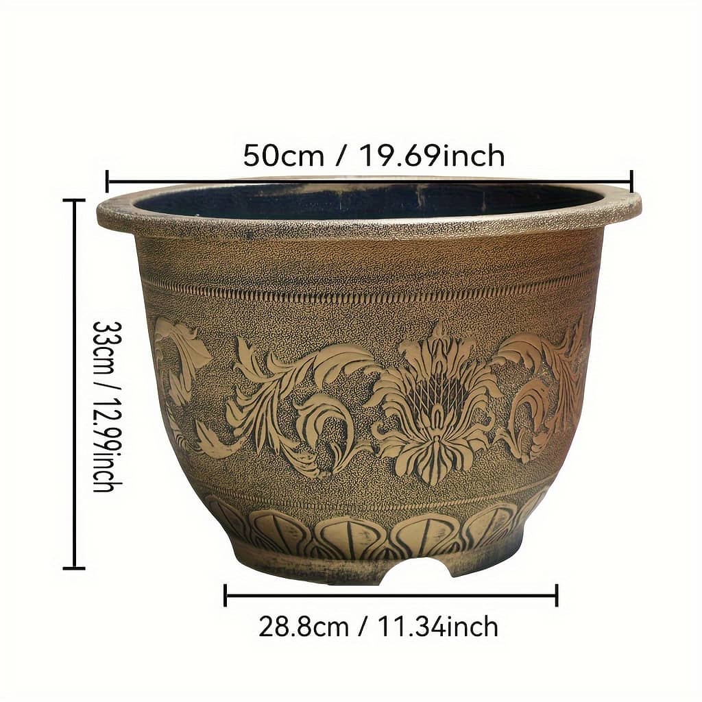 Vintage Floral Resin Planter: 20 Inch, , Indoor/outdoor Use, With No Drainage Holes ( Drilled) – Fish, Water , Or Lotus Gardening & Lawn Care Shop Online at Dubai Trades 2