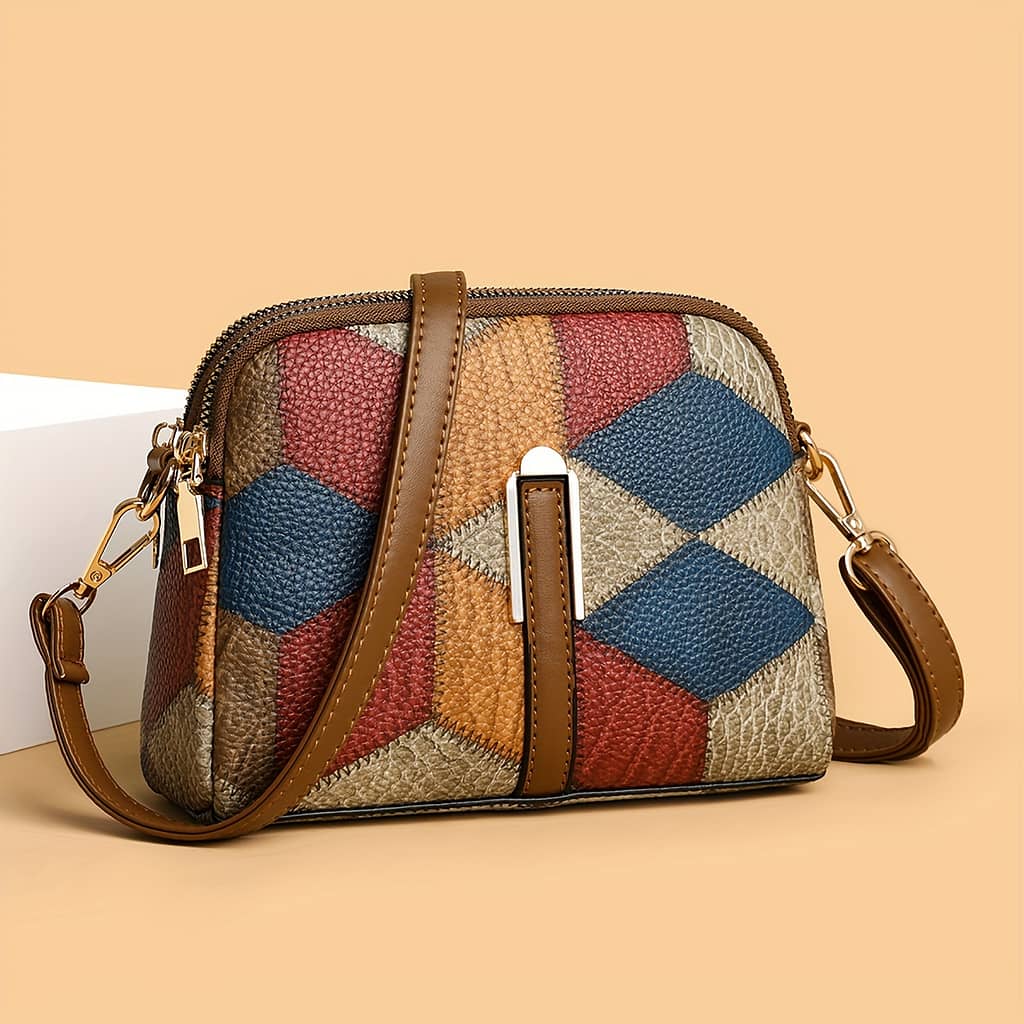 Vintage Geometric Contrast Color Mini Crossbody Bag, Fashion Zipper Lipstick Coin Bag, Perfect Casual Shoulder Bag For Daily Use Clothing, Shoes & Jewelry Shop Online at Dubai Trades 2