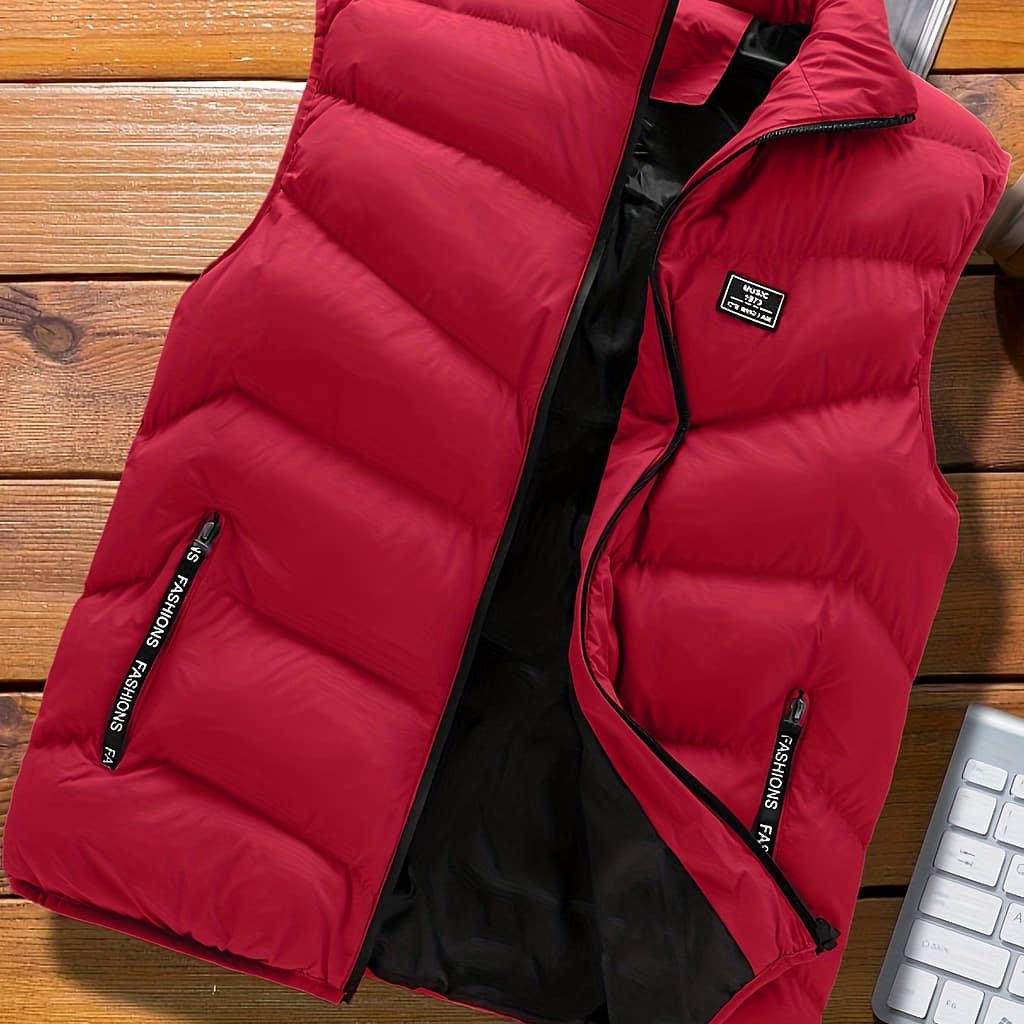 Warm Winter Vest, Men’s Casual Zipper Pockets Stand Collar Zip Up Vest For Fall Winter Clothing Shop Online at Dubai Trades 2