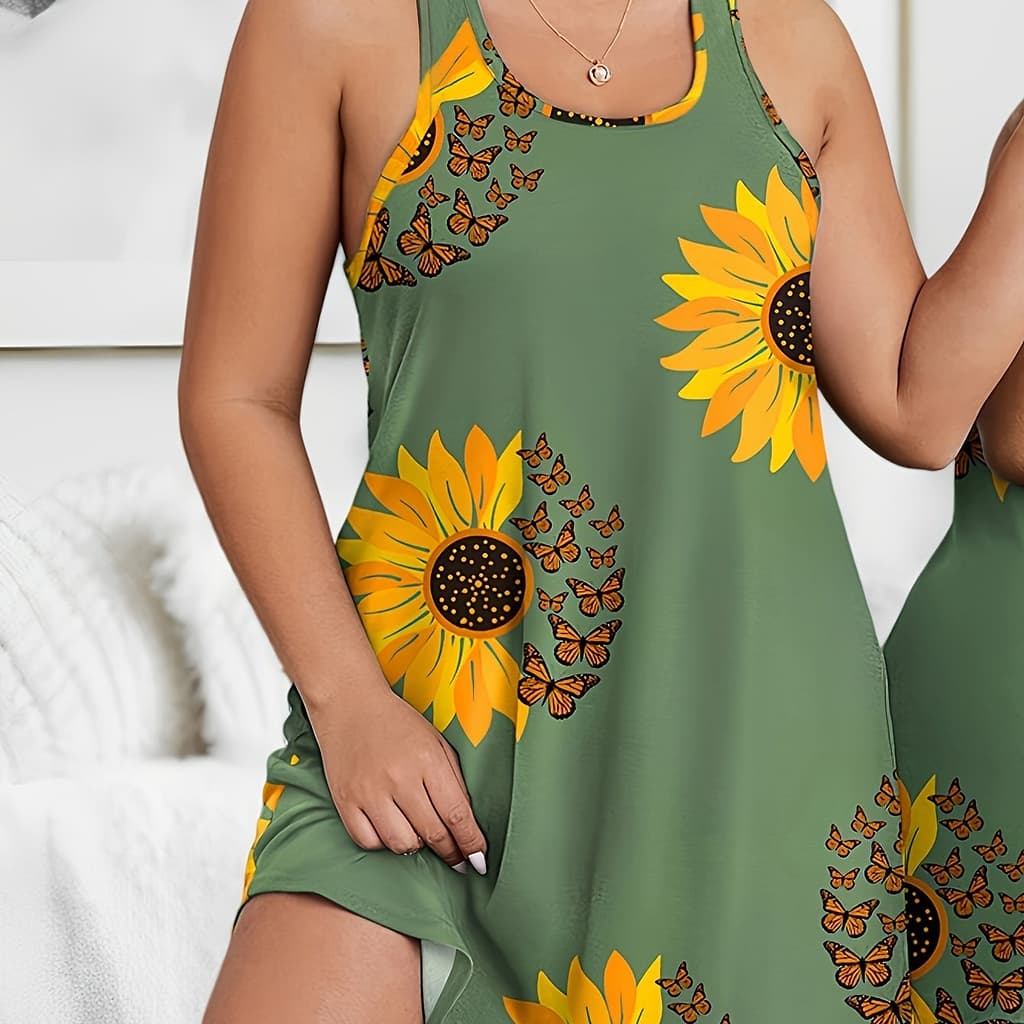 Women’ & Sleepwear Dress, Round Neck Racer Back Curve Hem Dress, Comfortable Nightgown Clothing Shop Online at Dubai Trades 2