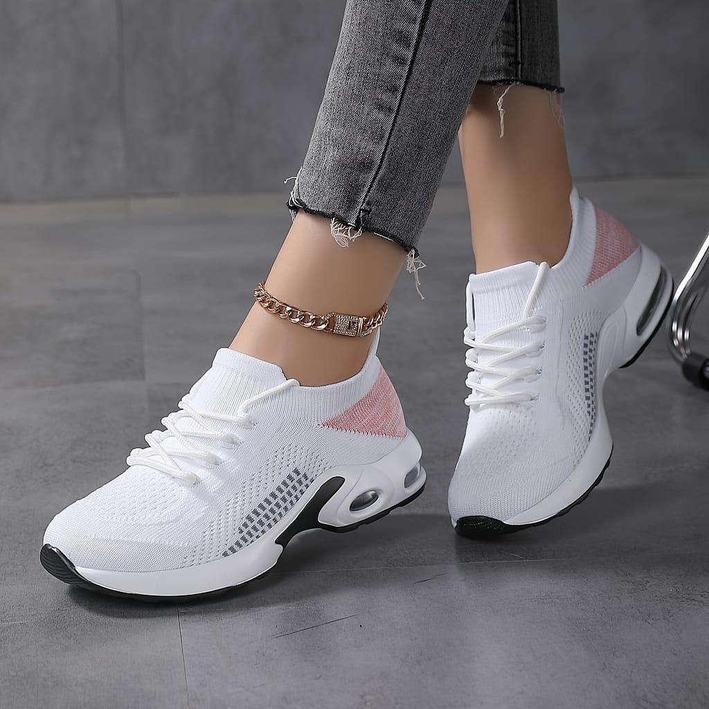Women’s Breathable Knitted Sock Sneakers, Fashion Casual Sports Shoes With Air Cushion Sole For Road Running Footwear Shop Online at Dubai Trades 2