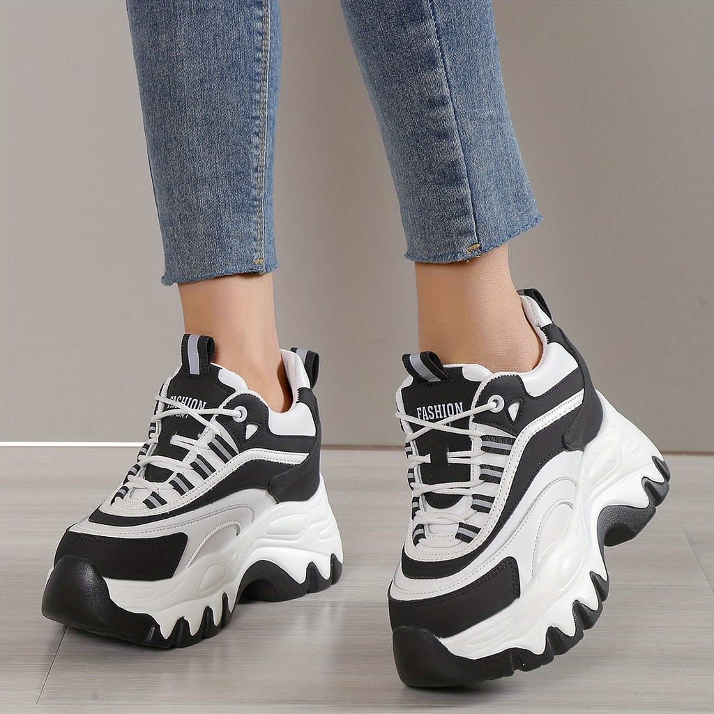 Women’s Colorblock Chunky Sneakers, Casual Lace Up Outdoor Shoes, Comfortable Platform Low Top Shoes Clothing, Shoes & Jewelry Shop Online at Dubai Trades 2