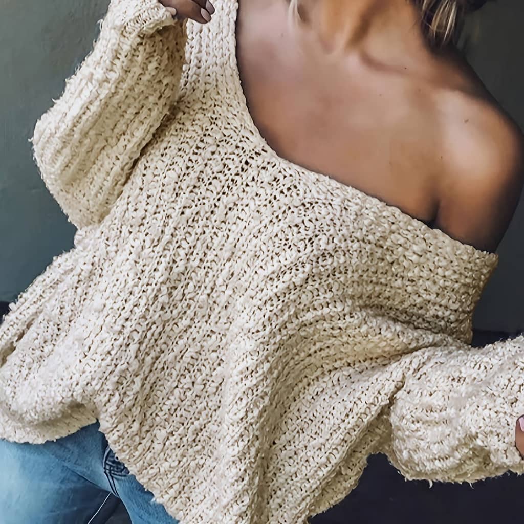 Women’s Elegant Strapless Hollow Knit Cardigan, Long Sleeve Solid Color Polyester 100% Sweater For Spring/fall, Lightweight Knit Fabric 250g/m² Clothing Shop Online at Dubai Trades 2