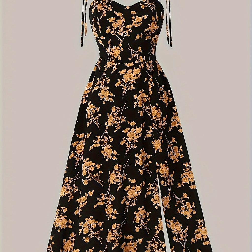 Women’s Elegant Sweetheart Sleeveless Floral Print Sundress Clothing Shop Online at Dubai Trades 2