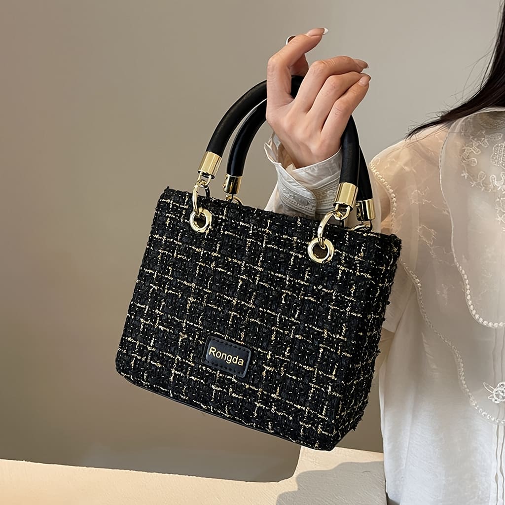 Women’s Elegant Tweed Fabric Handbag, Chic Fashionable Crossbody Bag, Versatile Top Handle Shoulder Bag For Daily, Parties, And Outings Clothing, Shoes & Jewelry Shop Online at Dubai Trades 2