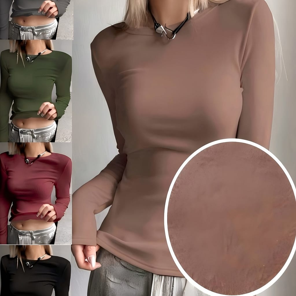 Women’s Fall And Winter Thermal Knit Top, Solid Color, Polyester, Long Sleeve, Warm Clothing Shop Online at Dubai Trades 2