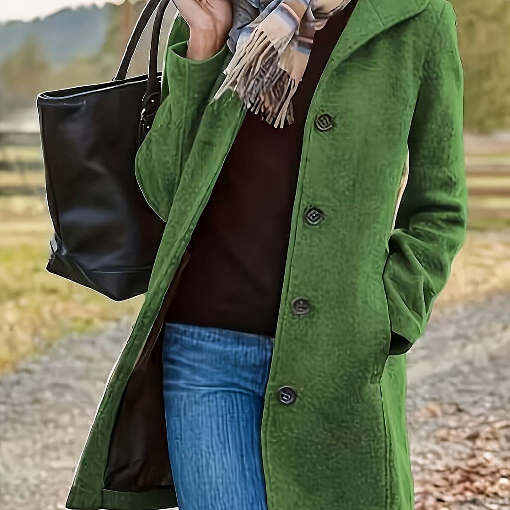 Women’s Fashion Mid-length Tweed Jacket – Casual Monochrome High-quality Coat Clothing Shop Online at Dubai Trades 2