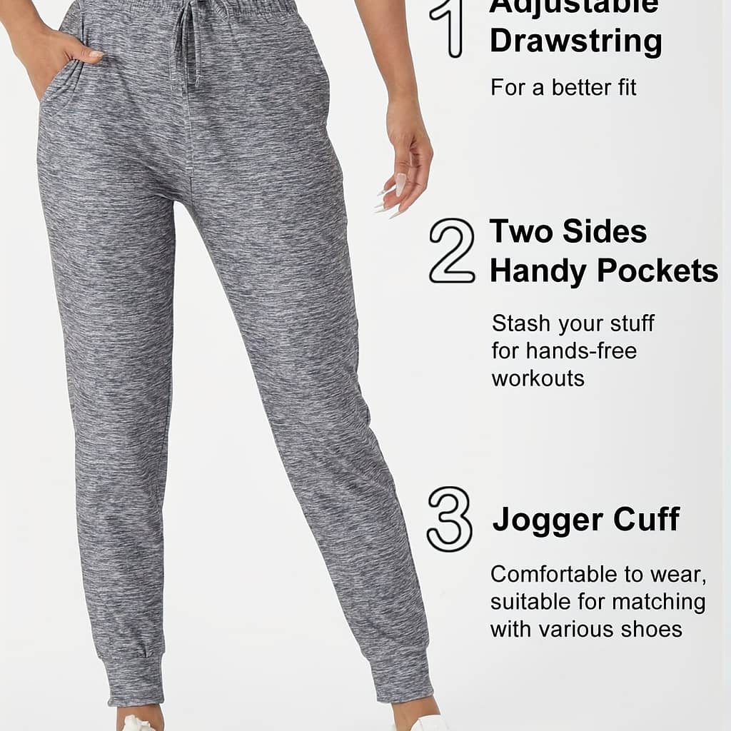 Women’s Fashionable Casual Comfy Jogger Pants, Athletic Style, Tapered Ankle, Drawstring Waist, Heather Gray, Breathable Material, Sports & Lounge Wear Active Shop Online at Dubai Trades 2
