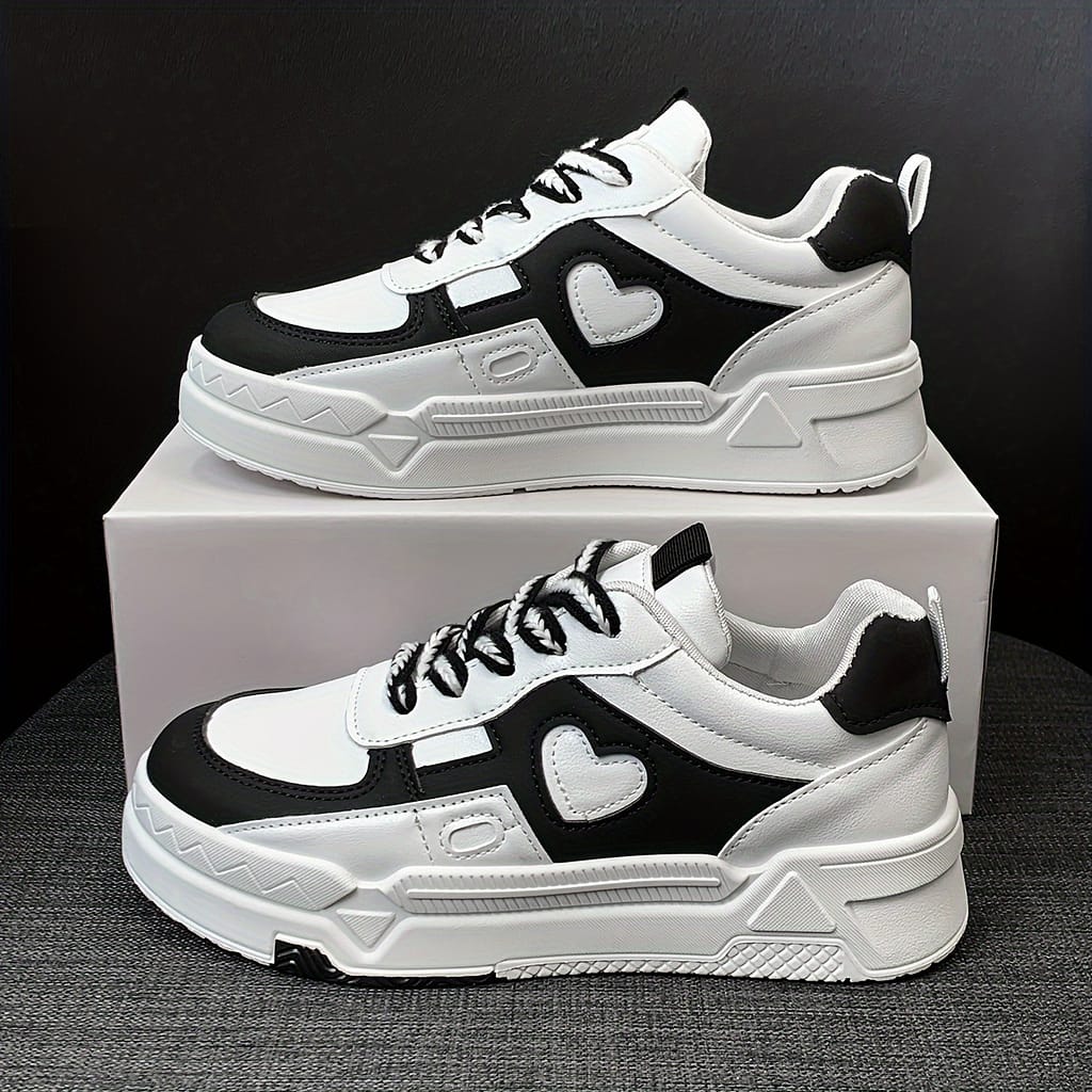 Women’s Heart Platform Skate Shoes, Trendy Colorblock Round Toe Low Top Sneakers, All-match Student Trainers Clothing, Shoes & Jewelry Shop Online at Dubai Trades 2
