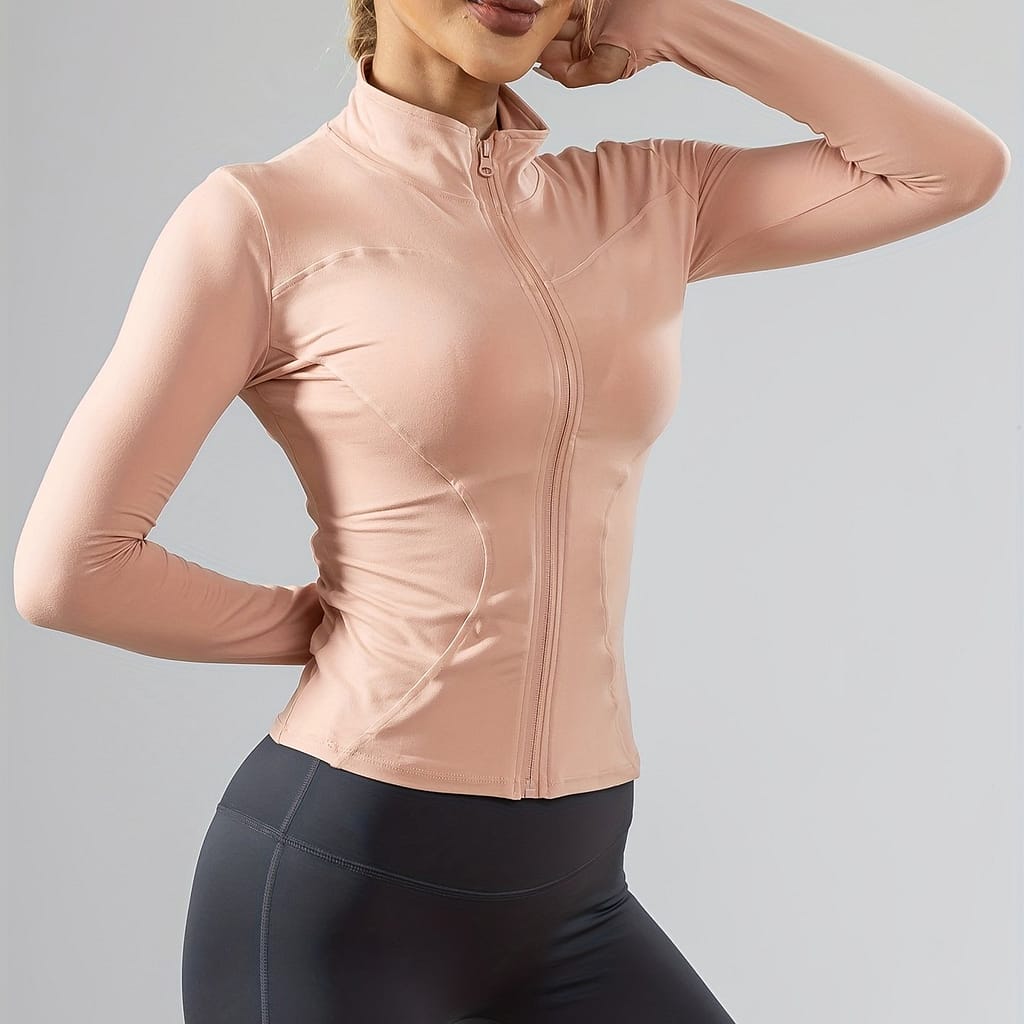Women’s Lightweight Zip-up Athletic Jacket, Long Sleeve Yoga Top, Quick-drying Outdoor Apparel For Fall & Winter Active Shop Online at Dubai Trades 2