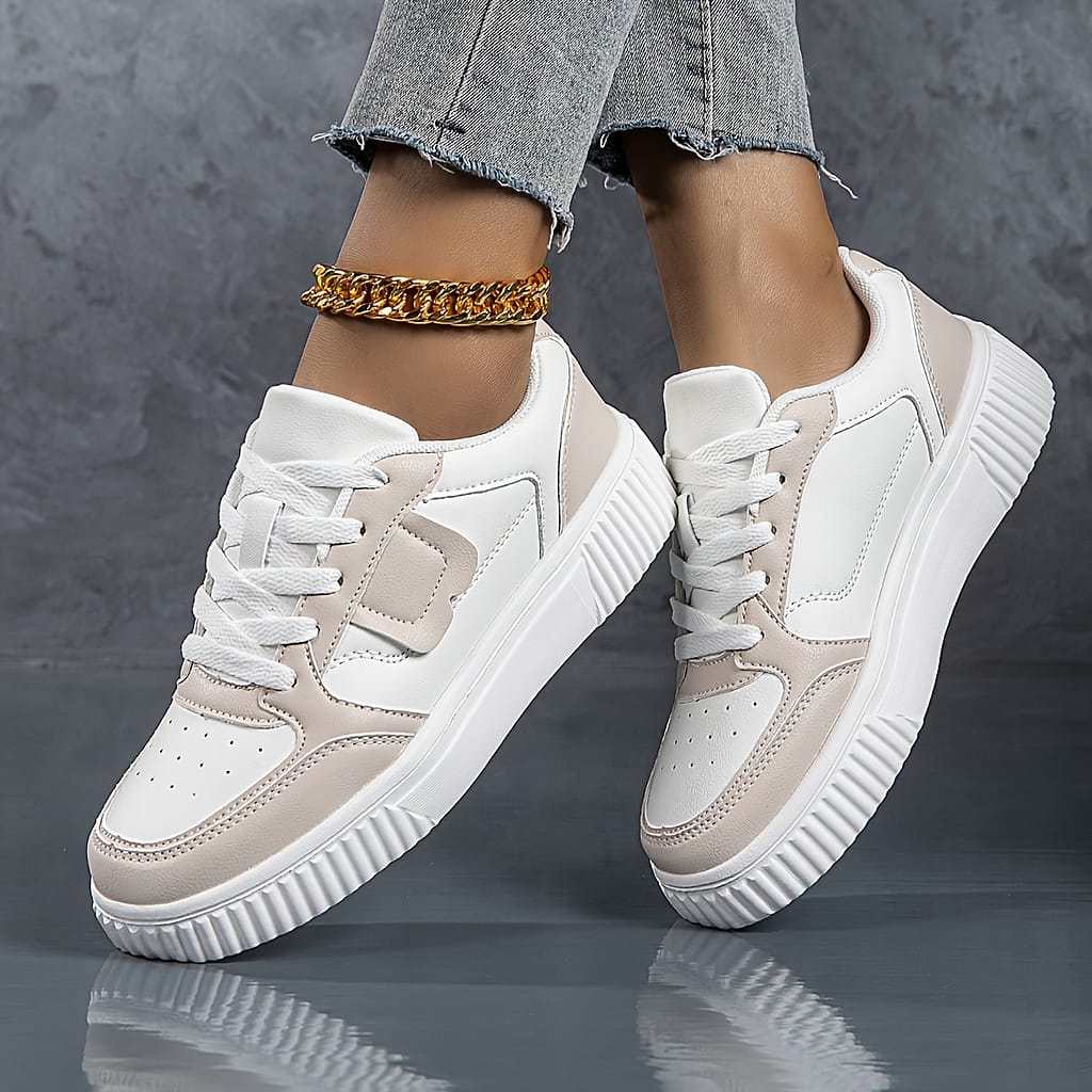 Women’s Plus Size Lightweight Fashion Sneakers – Two- Block, Thick Sole Casual Sneakers With Round Toe Lace-, Breathable Mesh Lining, And Eva Outsole For Athletic Shop Online at Dubai Trades 2