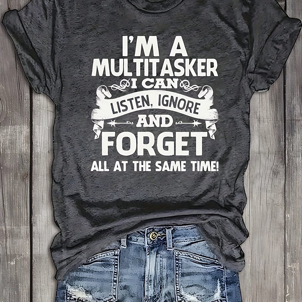 Women’s Printed Short Sleeve Round Neck T-shirt Casual Alphabet Print Clothing Shop Online at Dubai Trades 2