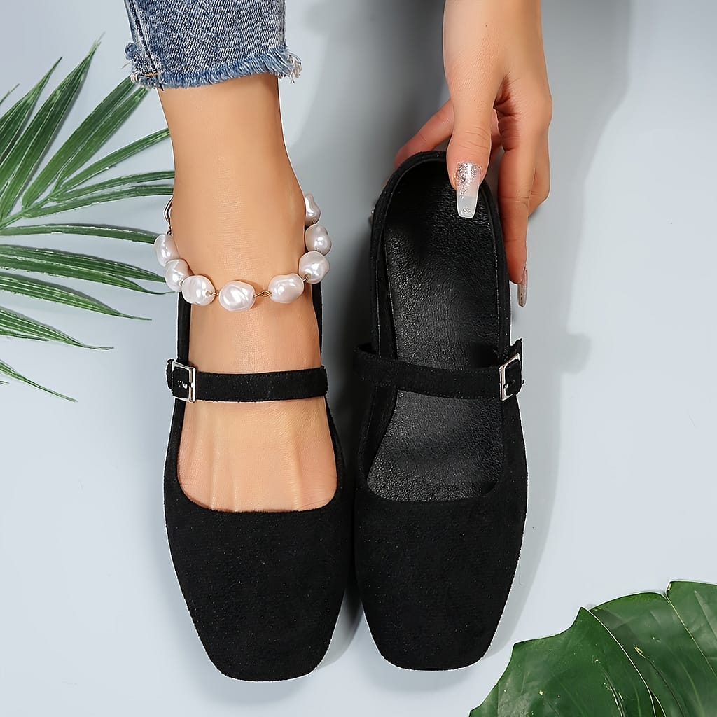 Women’s Solid Color Flat Shoes, Casual Square Toe Buckle Strap Shoes, Lightweight & Comfortable Shoes Clothing, Shoes & Jewelry Shop Online at Dubai Trades 2