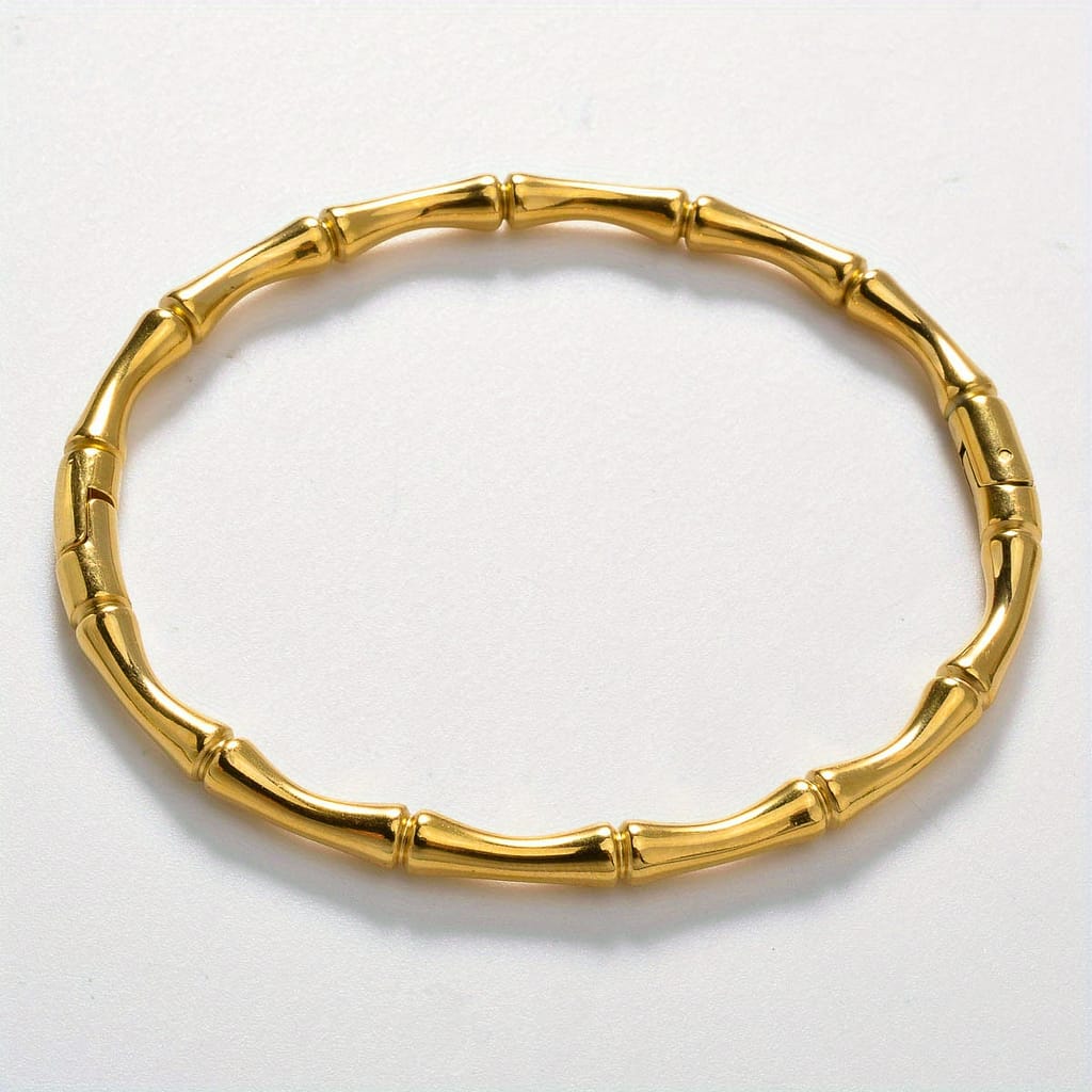 Zeadear Women’s Golden-tone Bamboo Stainless Steel Bracelet – , Elegant Braided Design, & Party Wear Bangle Shop Online at Dubai Trades 2