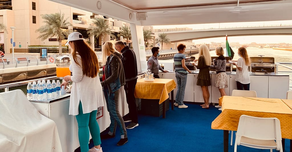 Embark On Dubais Starlit Marina Sunset/Diner Cruise For 4 People Dubai restaurants Shop Online at Dubai Trades 14