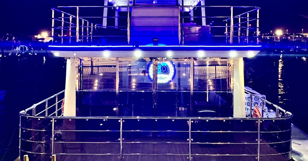 Embark On Dubais Starlit Marina Sunset/Diner Cruise For 4 People Dubai restaurants Shop Online at Dubai Trades 18