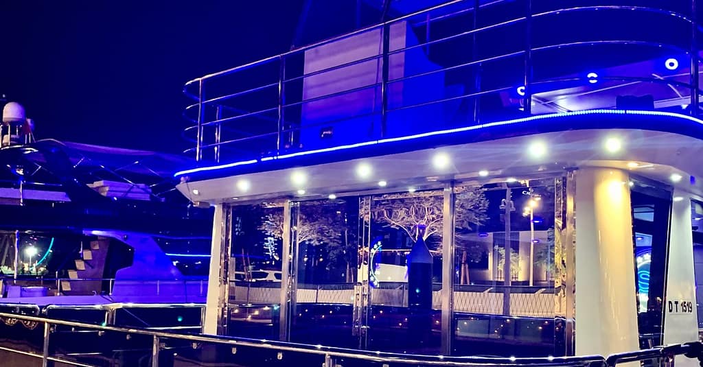 Embark On Dubais Starlit Marina Sunset/Diner Cruise For 4 People Dubai restaurants Shop Online at Dubai Trades 19
