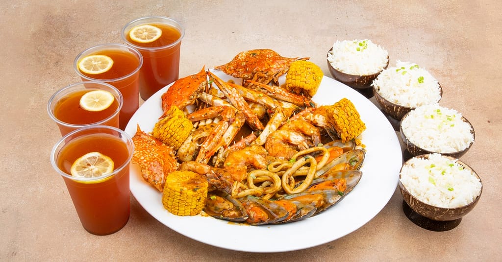 Seafood With Rice, And Ice Tea Dubai restaurants Shop Online at Dubai Trades 6