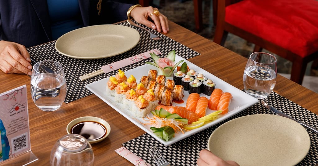 Sushi Set Menu With A Beverage At Keway Mai @ 4* City Seasons Al Hamra Abu Dhabi restaurants Shop Online at Dubai Trades 2