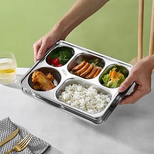 1 Grid Stainless Steel Home Classification Plate Canteen Compartment Plate Lunch Box Dining & Entertaining Shop Online at Dubai Trades