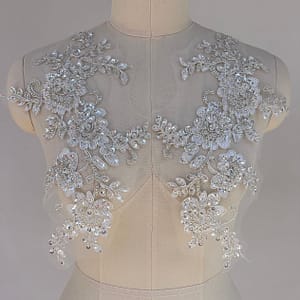 1 Pair Of 3d Studed Beads, Lace, Flower Embroidery, Stickers, Wedding Dresses, Bridal Dress Decorations, Diy Patch Clothing Accessories (silvery) Appliques Shop Online at Dubai Trades 2
