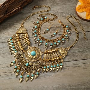 1 Pair Of Earrings + 1 Bracelet + 1 Necklace Set Retro Design Daily Outfits Party Accessories Clothing, Shoes & Jewelry Shop Online at Dubai Trades