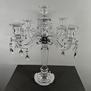 1 Set 5-arm Crystal Candelabra Centerpiece, Tall Glass Candle Holder, Detachable Arms, Elegant Wedding & Housewarming Gift, Crystal Table Decor Candleholders Shop Online at Dubai Trades