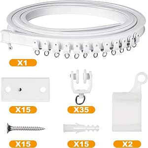 1 Set 5m Ceiling Mounted Curtain Track, Flexible Bendable Curtain Rail With Track Curtain System, Rv Curtain Track, Room Divider, Ceiling Track For Curtains, Home Essential Curtain Tracks Shop Online at Dubai Trades