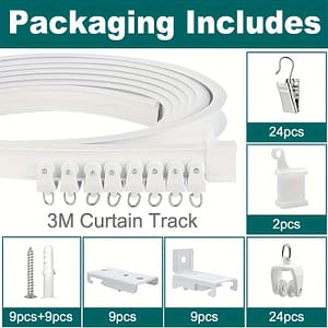 1 Set Ceiling Mounted Curtain Track, Flexible Bendable Curtain Rail With Track Curtain System, Rv Curtain Track, Room Divider, Ceiling Track For Curtains, Home Essential Curtain Tracks Shop Online at Dubai Trades