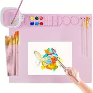 1 Set Silicone Painting Mat-20“x16” Silicone Art Mat, With 1 Pen Holder And Ten Brushes-silicone Craft Mat With 14 -2 Color Separators Pink/blue/green Accessories, Hardware & Tools Shop Online at Dubai Trades