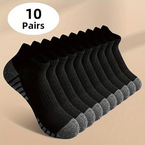 10 Pairs Men’s Athletic Crew Socks – Moisture-wicking Breathable Running Gym Socks With Elastic Ribbed Cuff, Reinforced Toe & Heel, Black/gray Accents For Sports & Casual Wear, Clothing Shop Online at Dubai Trades
