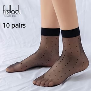 10 Pairs Polka Dot Pattern Socks, Summer Thin Sheer Elastic Short Socks, Women’s Stockings & Hosiery Accessories Shop Online at Dubai Trades