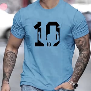 10 Print Men’s Round Crew Neck Short Sleeve, Tee Fashion T-shirt, Casual Comfy Breathable Sports Top For Spring Vacation Men’s Clothing As Gift Active Shop Online at Dubai Trades
