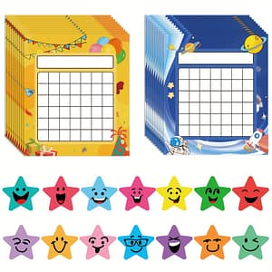 10 Sets Of Classroom Reward Charts, 2 Designs, Includes 600 Star Stickers, Suitable For Classroom Teaching Or Home Use Color-Coding Labels Shop Online at Dubai Trades