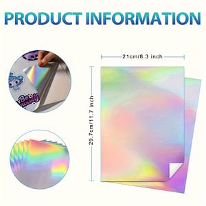 10 Sheets Rainbow Holographic Printable Sticker Paper, 8..7 Inch, Waterproof Glossy Pvc For Inkjet & Laser Printers, Quick-dry Vinyl Sticker Sheets Copy & Printing Paper Shop Online at Dubai Trades