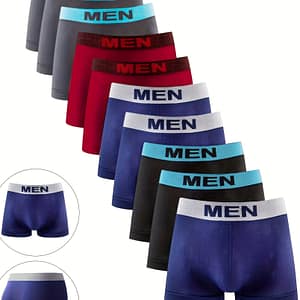 10-pack Men’s Boxer Briefs, Breathable Polyester Knit Fabric, Solid Color Shortie Underwear With Waistband, High Stretch Fit, S-m Size Boxer Briefs Shop Online at Dubai Trades