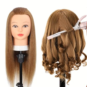 100% Real Hair Mannequin Head With Human Hair Hairdresser Cosmetology Mannequin Manikin Training Practice Styling Doll Head With Free Clamp Holder Beauty & Personal Care Shop Online at Dubai Trades