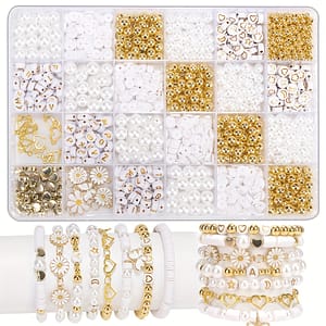 1000pcs Beads Making Kit, Charms, Beads, Spacer Beads, Glossy Plastic & Beads, For Making Bracelet Jewelry Accessories -beading Kits Arts, Crafts & Sewing Shop Online at Dubai Trades
