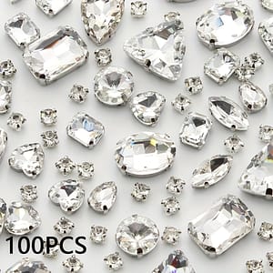100pcs Mixed Shape Glass Rhinestones Silvery Claw, Stitching For Jewelry Making Clothes, Shoes, Costume Dress Crystal Gems Mental Flat Back White Decorations Arts, Crafts & Sewing Shop Online at Dubai Trades