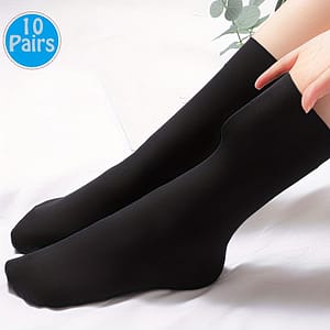 10/15 Pairs Solid Crew Socks, & Breathable Mid Tube Socks, Women’s Stockings & Hosiery – Fall & Winter Accessories Shop Online at Dubai Trades