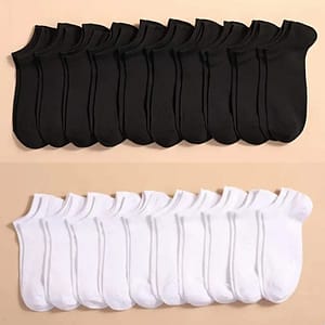 10/20 Pairs Black, Ankle Socks – 100% Polyester Knit Fabric, Solid Color, Hand Wash Only, Breathable & Sweat Absorbent Summer Thin Boat Socks, Cute Socks Clothing Shop Online at Dubai Trades
