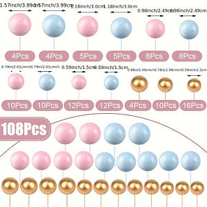 108pcs Blue, Pink, And Balls Cake Toppers – Christmas, Halloween, Easter, Hanukkah, Thanksgiving, And Birthday Decorations – Safe For Food Contact Bakeware Shop Online at Dubai Trades