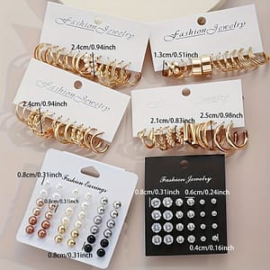 108pcs/set Simple Artificial Pearl, Rhinestone And Metal Stud Earrings, Women’s Hoop Earrings, For Vacation, Date, , Clothing, Shoes & Jewelry Shop Online at Dubai Trades