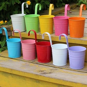 10pcs Metal Bucket Flower Pots – Pastoral Balcony Wall Hanging Planters With Handles, Garden Decoration Supplies, Ideal For Indoor And Outdoor Use. Home & Kitchen Shop Online at Dubai Trades