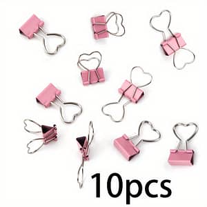 10pcs Pink Heart-shaped Long Tail Metal Clips For Paper, Notes, Photos, And Documents Organization – Office, Home, School, And Crafting Accessories Book Covers & Book Accessories Shop Online at Dubai Trades