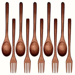 10pcs Premium Japanese Wooden Utensil Set – Handcrafted Natural Hardwood Spoons And Forks, Reusable Flatware For Eating, Cooking & Stirring – High- Essentials Flatware Shop Online at Dubai Trades