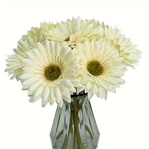10pcs White Daisy Artificial Flowers With Yellow & Green Foliage – Elegant Vase Decor For Home, Wedding, Party, Or Garden, Flower Decorations Decorative Swags Shop Online at Dubai Trades