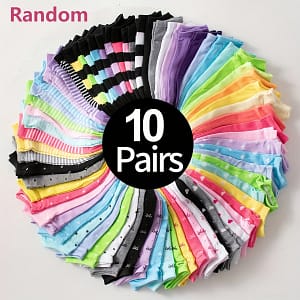 10pcs Women’s Ankle Socks In Vibrant With Heart & Bow Patterns – Soft, Stretchy Polyester Blend, Machine Washable – Ideal For Valentine’s Day Gifts Or Casual Wear, Cute Socks Accessories Shop Online at Dubai Trades